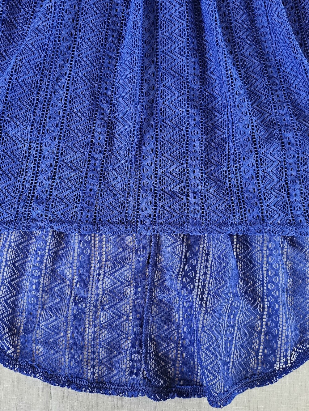 Bloome Girls Crochet Lace Lined Tiered Royal Blue Sleeveless Dress Girls Sz 10 - Picture 7 of 9
